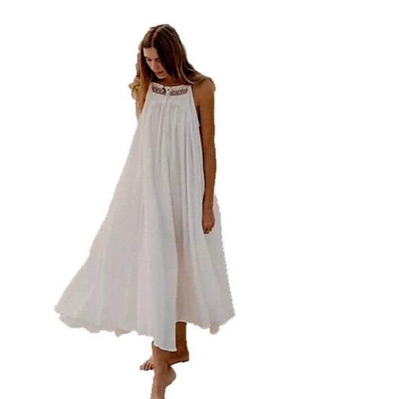 Free People Mancora Midi Relaxed Flared Sun Dress Women Size L Free-Est - Picture 3 of 14